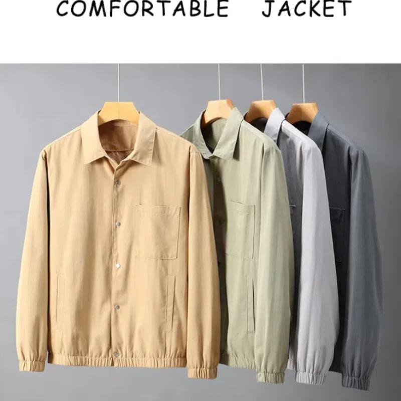 Japanese Style Lapel Collar Jackets for Men Spring Fall Daily Casual Men's Coat Solid Color Cotton Button Coat