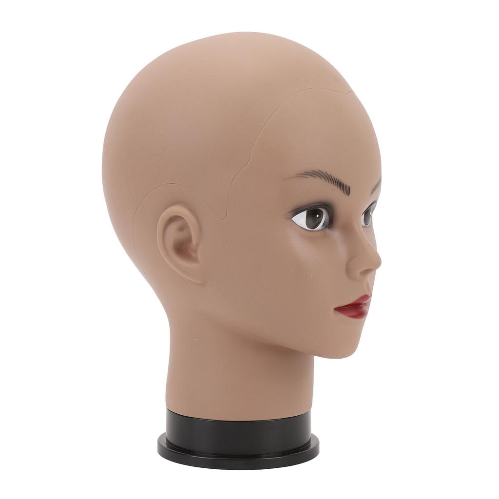 Bald Mannequin Head with Makeup Black Skin Female Professional Cosmetology Head for Wig Making