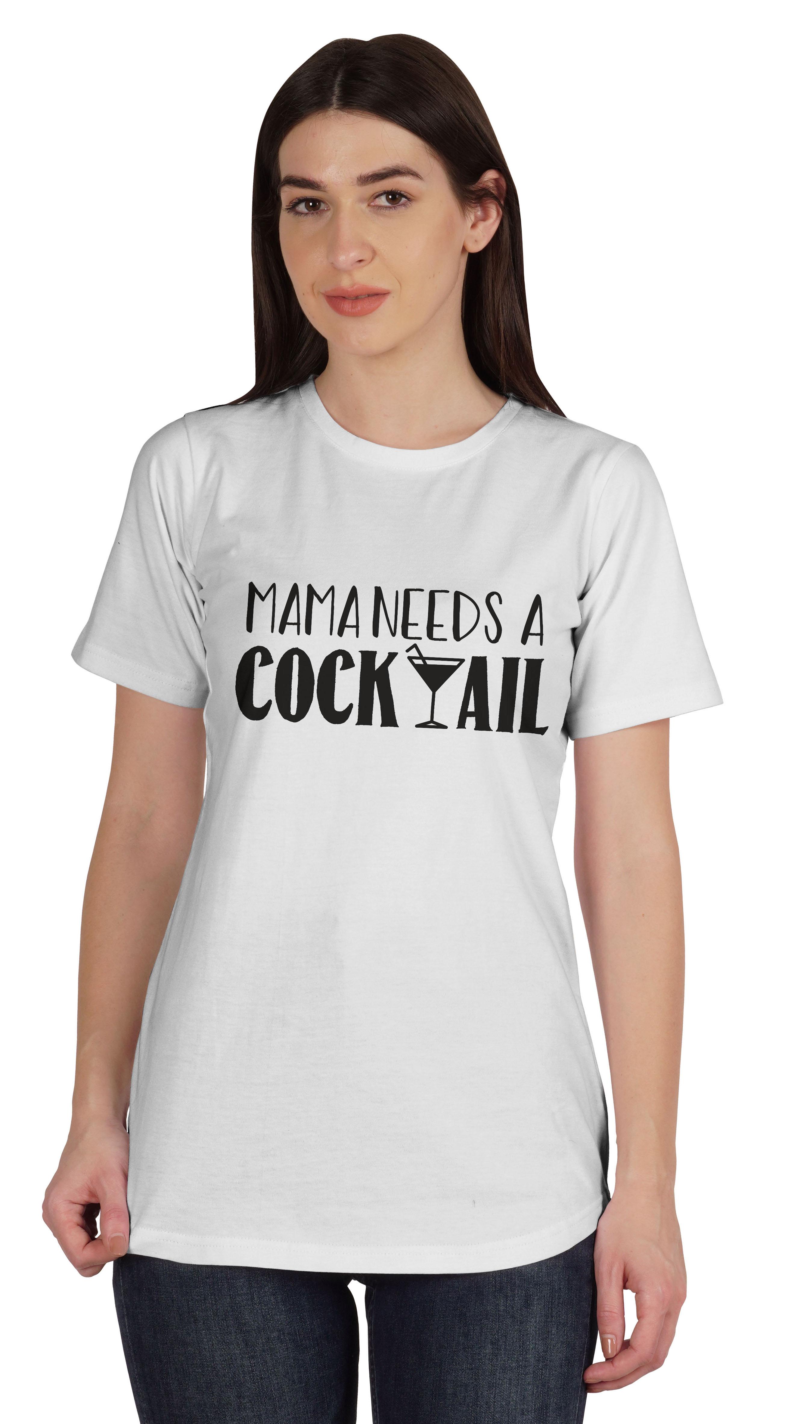 

Жіноча бавовняна футболка з коротким рукавом Inkmeso Mama потребує коктейльної футболки XXL білий