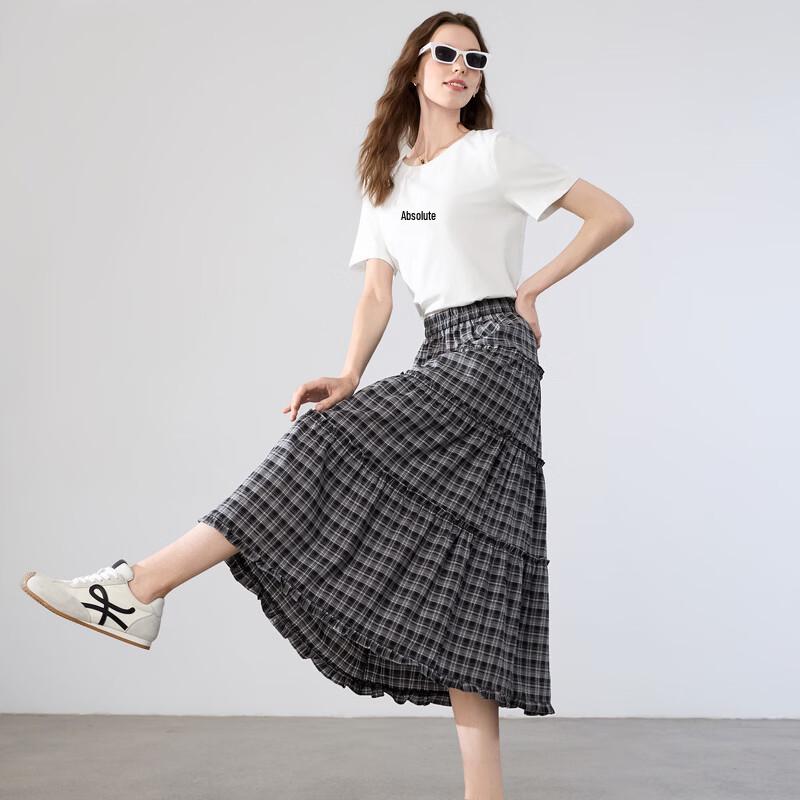 Betu Women's Retro Plaid A-Line Skirt