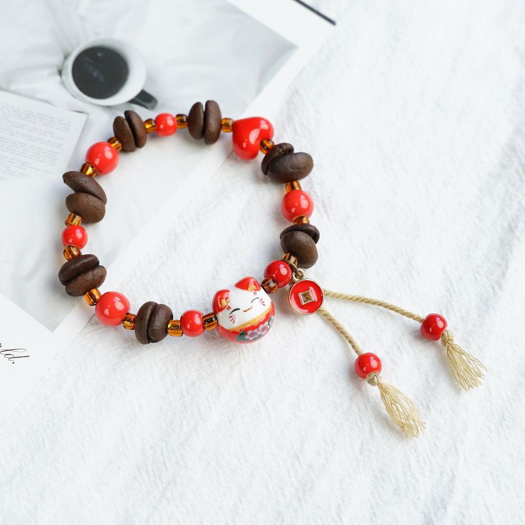 Ceramic beaded bracelet small fresh ancient style national style simple bracelet summer