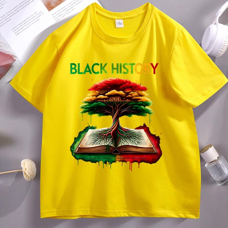 Tree On The Books Graphic T Shirts Black History Month TShirt Black Lives Matter Tshirt Casual Cotton Short Sleeve Clothes
