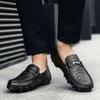 Fashion 2024 Genuine Leather Men's Crocodile Pattern Loafers Luxury Brands Casual Breathable Slip-On Moccasin Fashion Men Driving Flats
