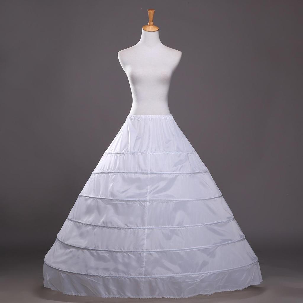 Six-Ring Steel Crinoline Wedding Dress Underskirt - Puffy White Performance Costume Skirt Without Gauze