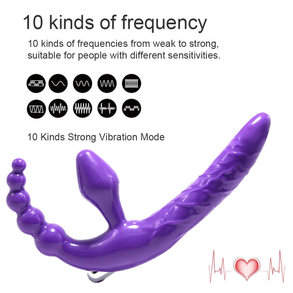 Strapless Strapon Dildo Vibrator Big Butt Plug Anal Toys for Adults Strap-ons for Sex Lesbian Double Dildo Vibrators Clitoral Vaginal Anal Stimulator