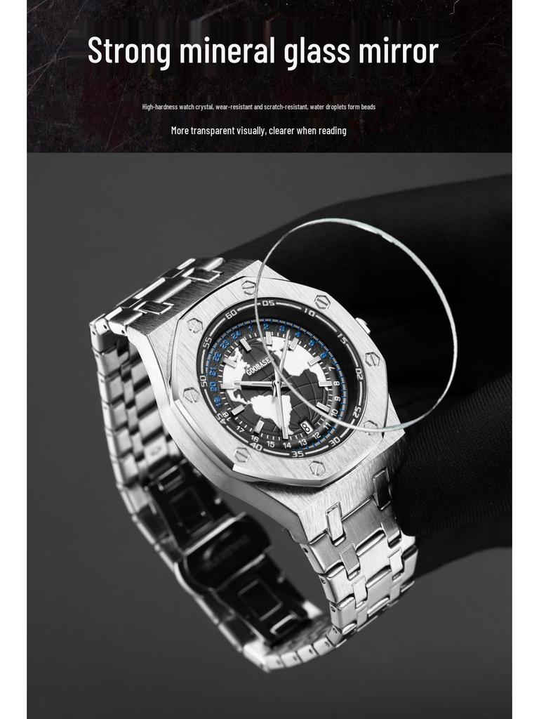 Jordinspirerad Automatisk Självlysande Herrskelettklocka med Kalender & Vattentät Design