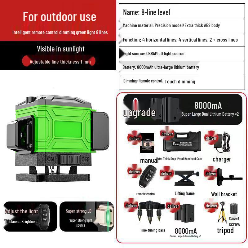 High Precision 16-Line Infrared Laser Level with Blue Light for Wall Marking