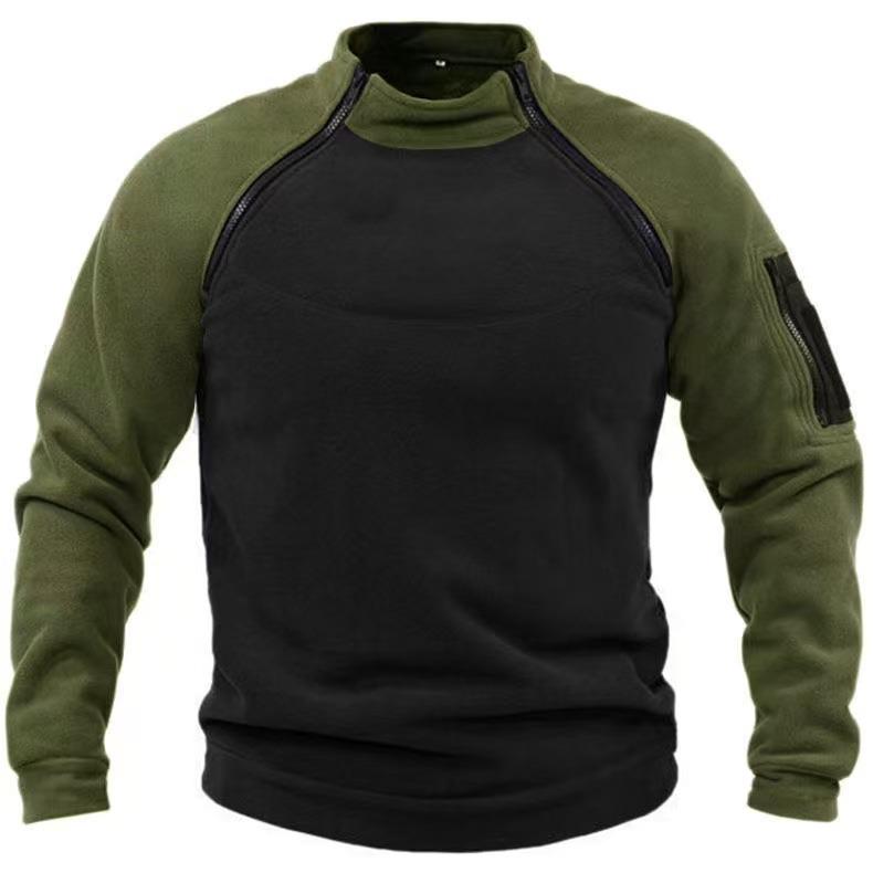 Men's Double Sleeve Color Block Tactical Fleece Hoodie for Spring/Autumn