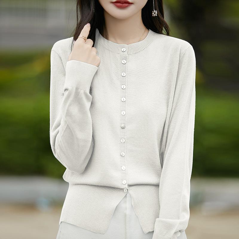 Dámské pletené zboží Pletený svetr s dlouhým rukávem Chambray Svetr Bunda Pas Tenký Spodní Košile