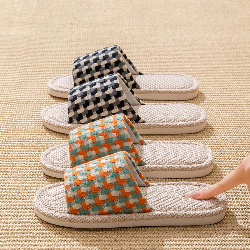 Thick Sole Linen Slippers for Men Women Summer Home Sandals Non Slip Breathable Indoor Outdoor Comfortable Casual Shoes