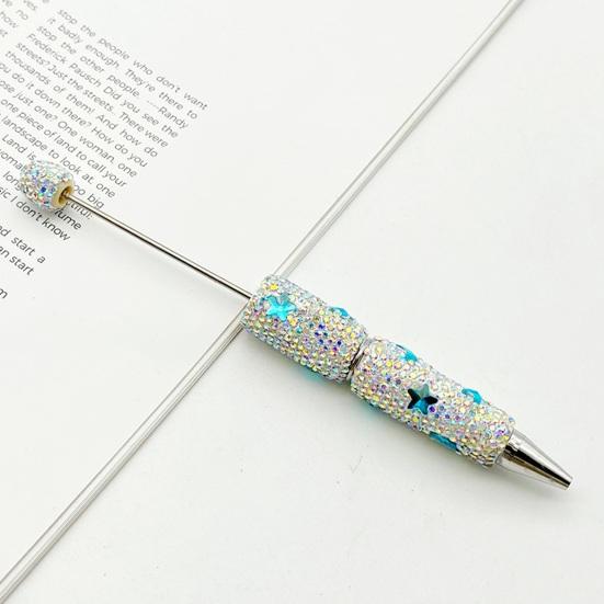 Custom Beadable Pen Blanks Glitter Ballpoint Pen, Sparkly Rhinestone Star Moon Beaded Plastic Creative Gift Pens for Women DIY Handmade Gel Ink School
