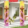 2D Flat, 2pcs 2D Flat Easter Porch Banner, 30.48x179.83 cm Polyester Door Couplet, Jesus Cross Religious Design, Suitable for Outdoor Yard Flag Decora