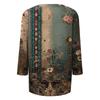 Trendy Vintage 3/4 Sleeve Top For Women ,Ladies Casual Three Quarter Sleeve Round Collar Printed T-Shirt Blouse