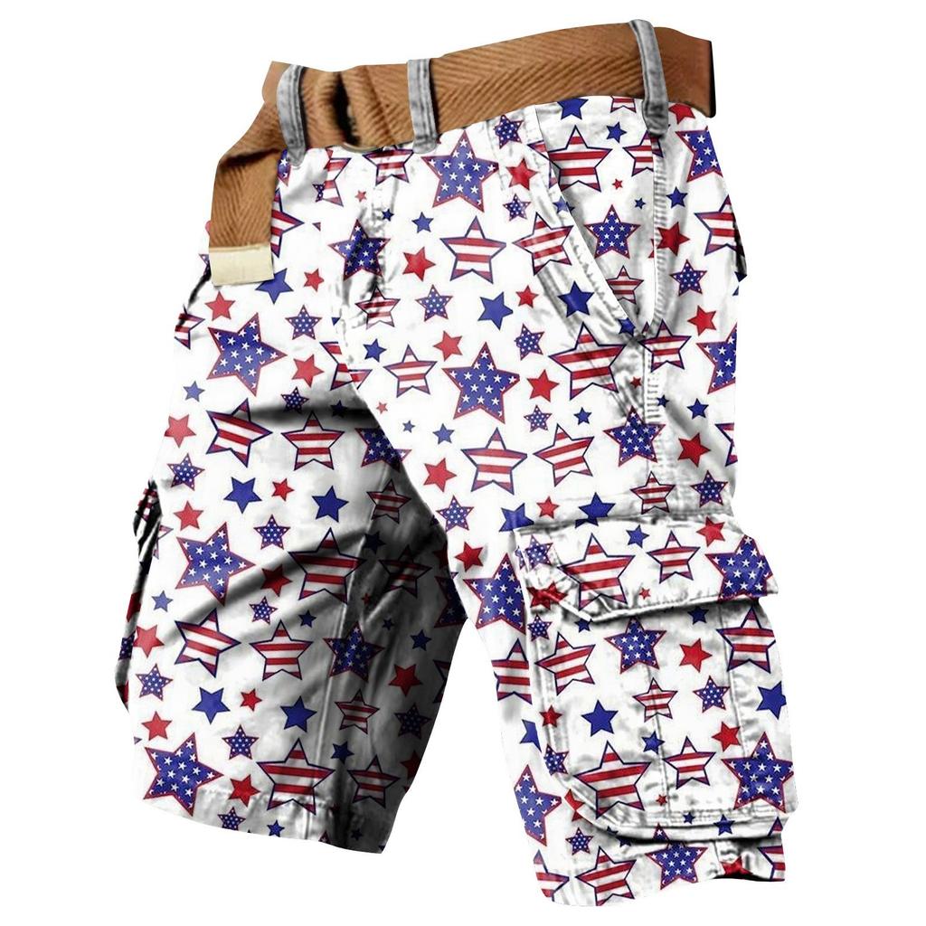Herren Unabhängigkeitstag Bedruckte Mehrfach-Taschen Workwear Shorts