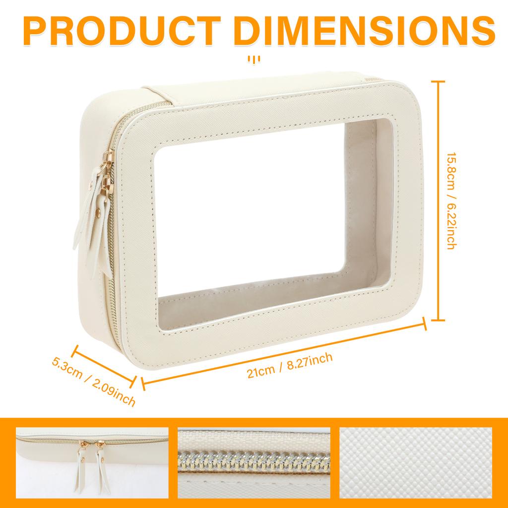 Small Cosmetic Bag PVC Clear Makeup Bag with Zipper Travel Waterproof Toiletry Bag Multifunctional Square Women Item Organizer