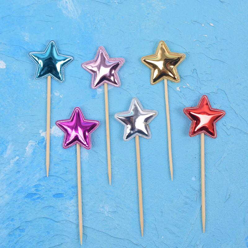 Peach Heart, Star, Snowflake, and Crown Cake Decoration Toppers for Birthdays