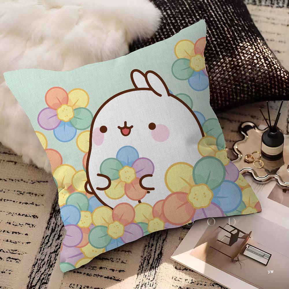 Cartoon Cute M-Molang Maple Design Cushion Cover Happy Autumn Harvest decor Holiday Decorati Pillow Cover