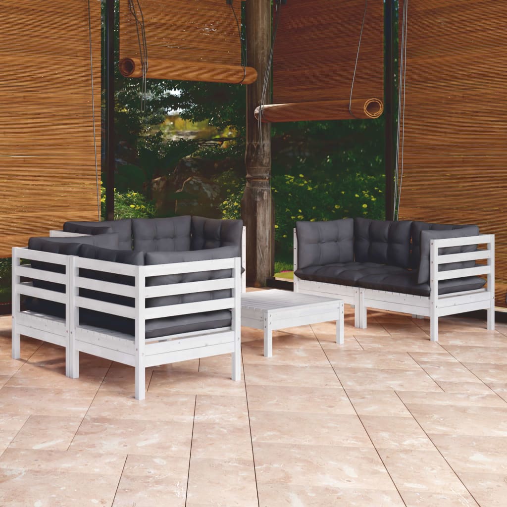 7 Piece Garden Lounge Set with Cushions Solid Pine Wood