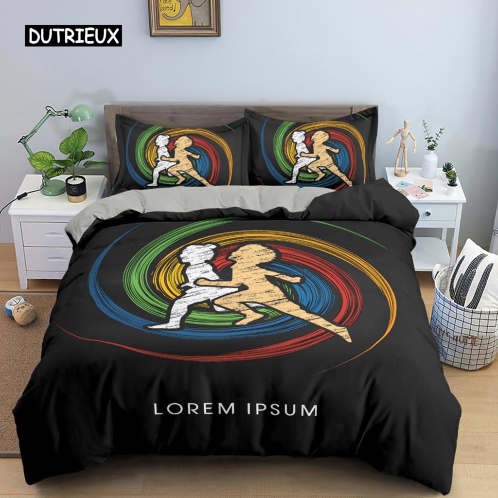 Sport Player King Queen Duvet Cover Skiing Action Bedding Set Teens Adults Extreme Sport Soft Black 2/3pcs Polyester Quilt Cover