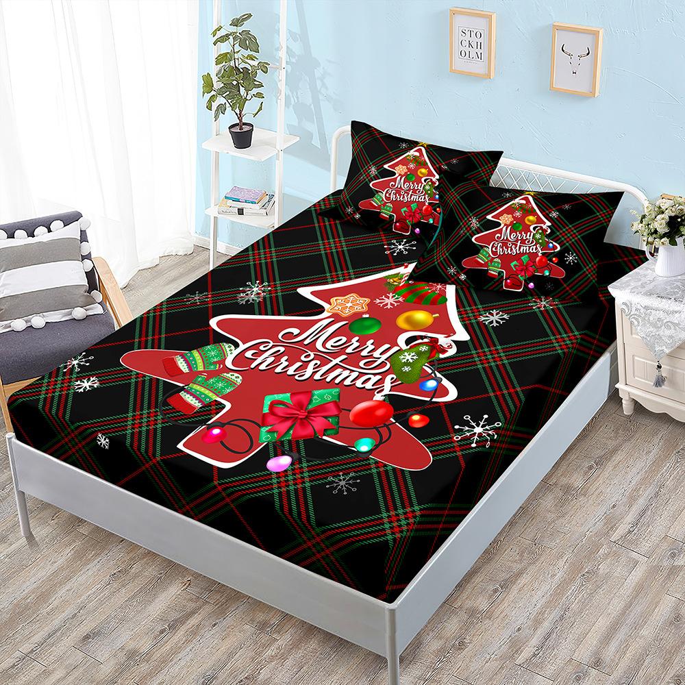 Christmas Three-Piece Mattress Digital Printing Mattress Cover Mattress Protective Cover