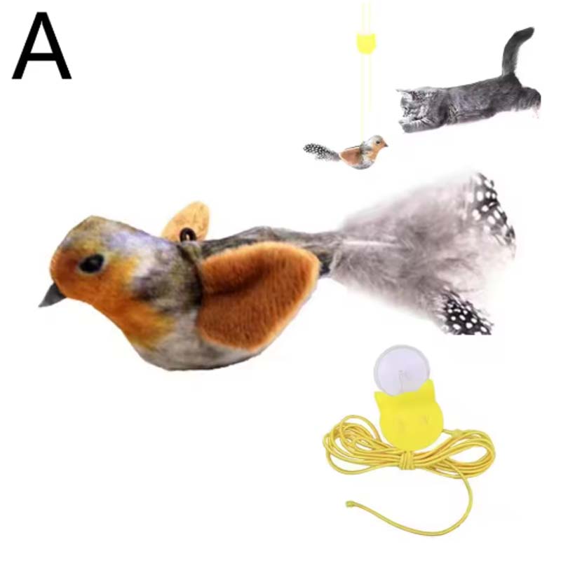 New Simulated Bird Cat Toy Interactive Cat Toys Flapping Vivid Bird Chirp Tweet Exercise Toys
