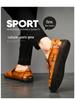 Men's Spring & Autumn Slip-On Fashionable Zipper Leather Loafers - Toe Design, Casual, Handmade, Large Sizes Available