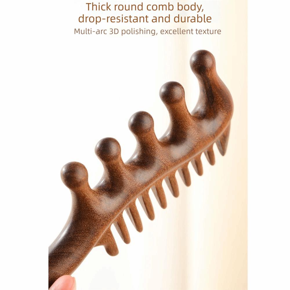 2 in 1 Wooden Scalp Massager Large Tooth Natural Sandalwood Hairbrush  Hairdressing Tool