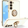 Case for Samsung Galaxy S25, Silicone Protection with Rotating Ring White
