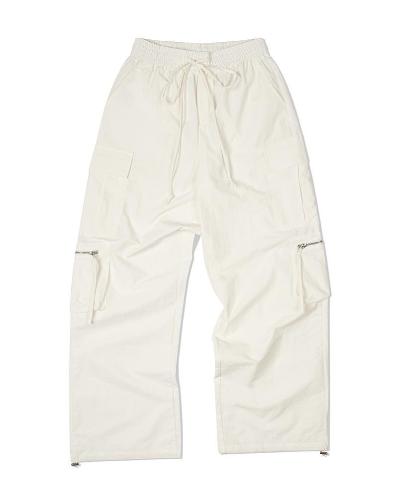 MOAA Ruffle Zipper Cargo Pants (White)