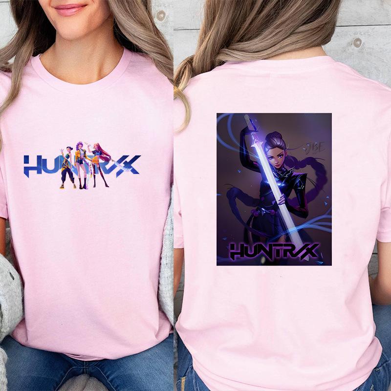 Fashion Korean Short Sleeved T-shirt for Women Clothes Short Sleeved Tees Kpop Demon Hunter HuntrX Oversized Top Y2K Clothing