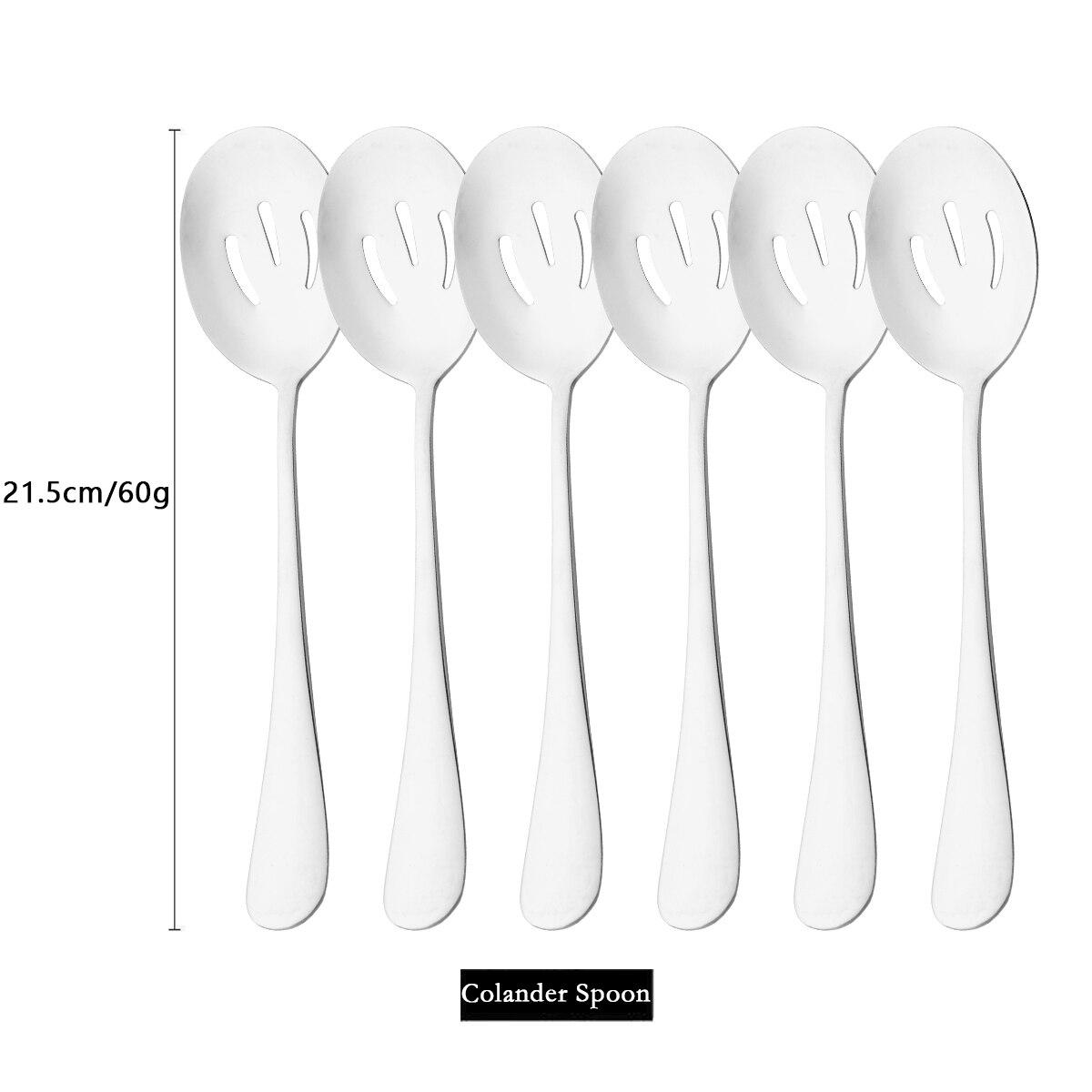 

Набор сервировочных ложек для салата, суповая ложка из нержавеющей стали, дуршлаг, ложка для ужина, бытовая общественная посуда, кухонная посуда серебряный