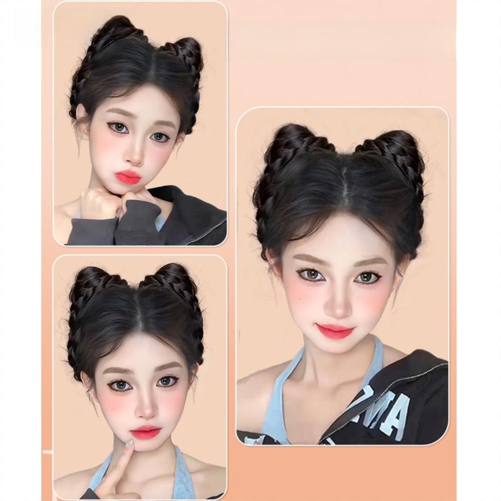 Natural Cat Ear Wig Bag Fluffy Cat's Ear Hair Bun Fashion Bun Head Wig Hair Accessories