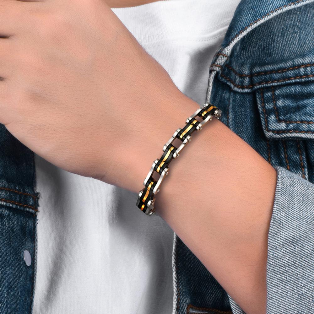 Punk Men's Biker Bracelet Motorcycle Style Chain 316l Stainless Steel Bracelets for Man Jewelry Accessory Birthday Gifts for Dad