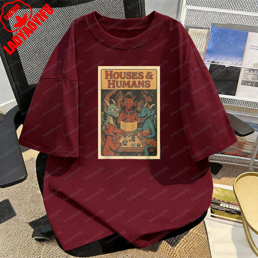 Fantasy Dragon T Shirt for Unisex Houses HuUnisexs Board Game Print Tops Tabletop RPG Enthusiast Casual Style Cotton Tee Camisetas