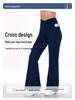 Women's High Elasticity Flare Yoga Pants with Hip Lift and Double Pockets (WA132)