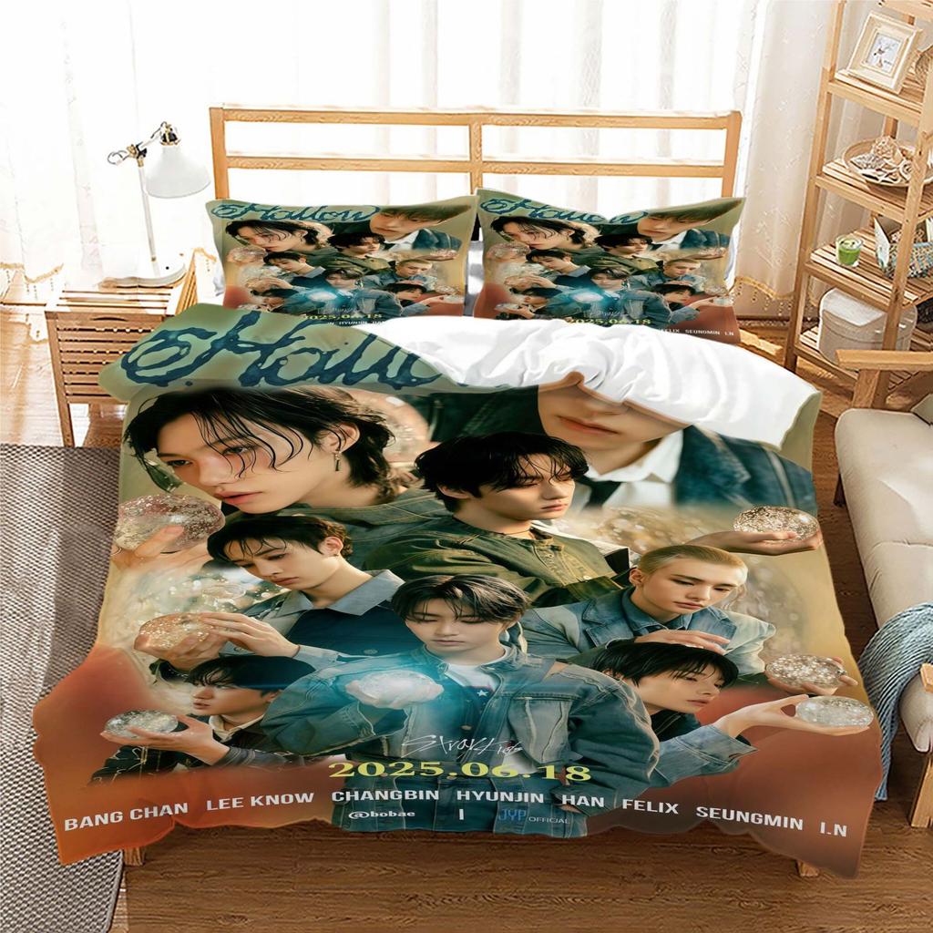 Stray Kids Digitaldruck Bettwäsche-Set Dreiteilig 3D-Druck Dreiteiliges Set
