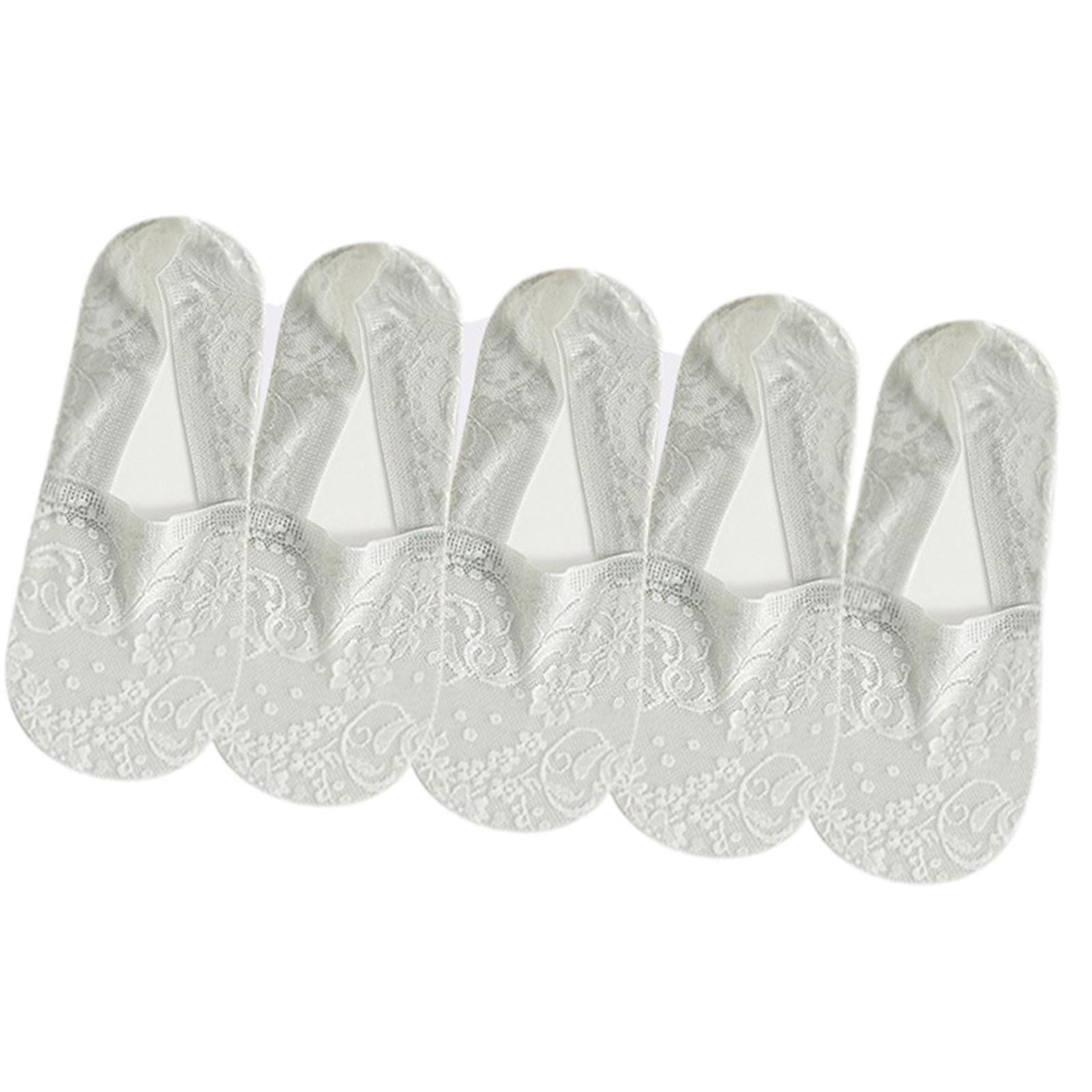 No Show Socks 5 Pairs Lace Socks Antis Slip Invisible Liner Socks for Women,Low Cut Socks with Lace Trim Casual Socks серый