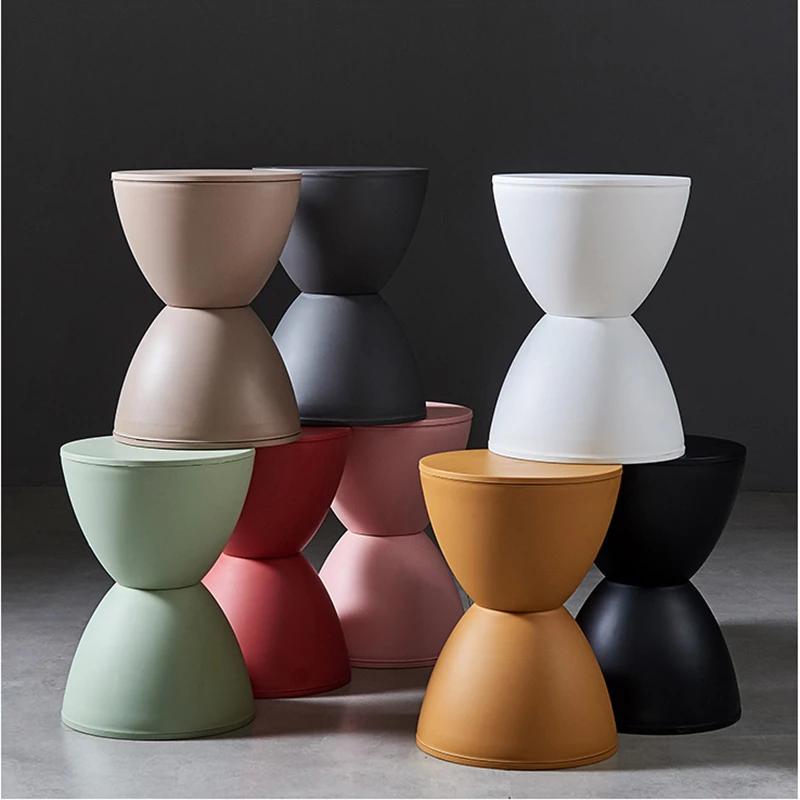 Plastikowy stołek stolik boczny kreatywny design klepsydra stolik nocny modne buty do zmiany okrągły pomost meble domowe