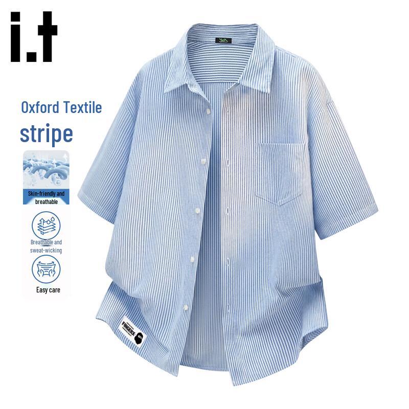 Fingercroxx Men s Striped Oxford Short Sleeve Shirt XL