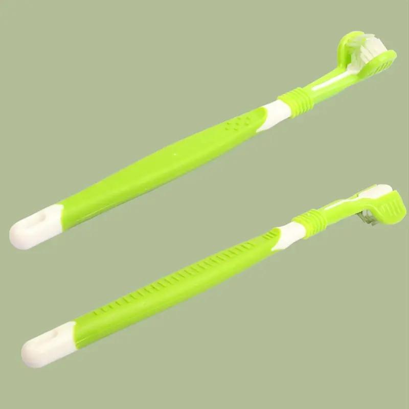 1Pc Pet Toothbrush Dog Cleaning Mouth Toothbrush Three Sided Multiangle Cleaning Tartar Teeth Health Care Tool Pet Supplies