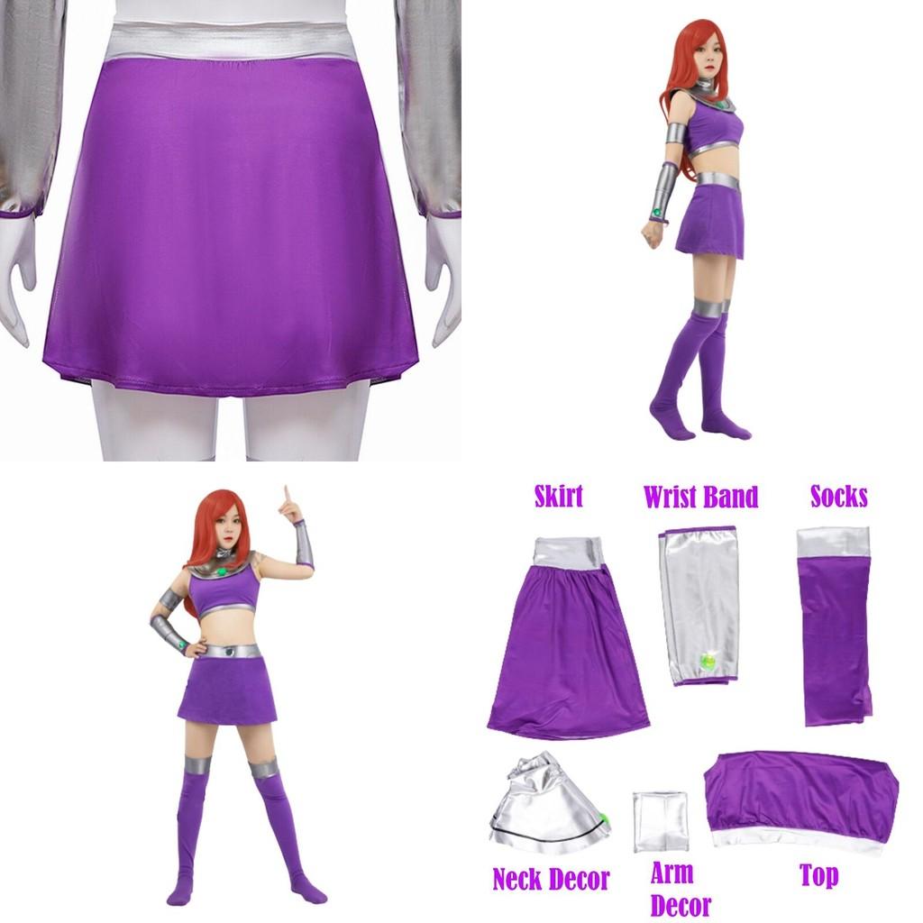 Żywy Kostium Cosplay Starfire z Teen Titans Peruka Dla Dorosłych Idealny Na Halloween Maskaradę I Comic Con
