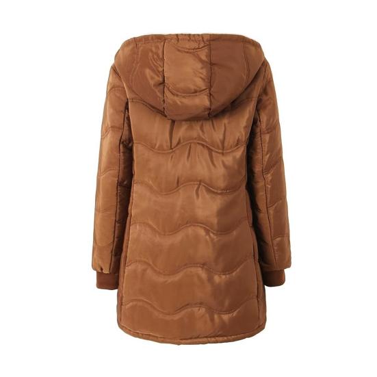 Women's Long Puffer Coat Winter Fleece Lined Thickened Down Jacket Windproof Warm Quilted Parka Zip Up Hooded Outerwear