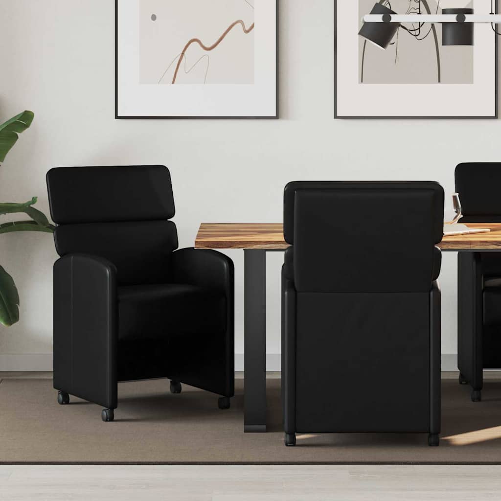 Dining Chairs with Casters 2 pcs Black 58 x 65 x 98 cm