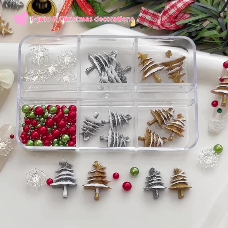 Christmas Colorful Nail Decoration Resin Accessories Christmas Tree Snowflakes Diy Nail Glamour Stereoscopic Nail Salon