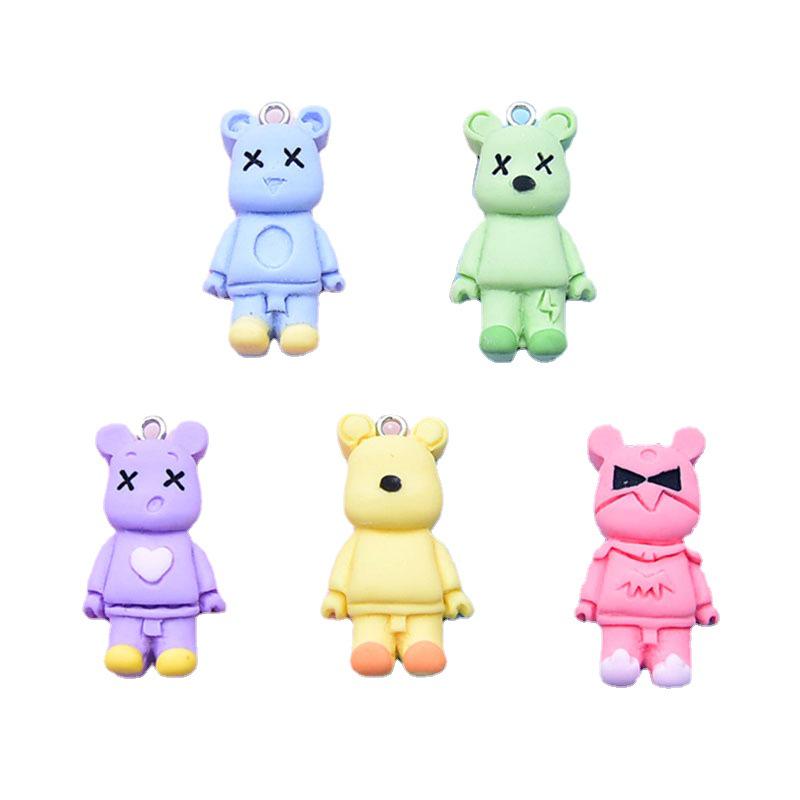Resin Lightning Bear Charm Keychain  Pendant for DIY Jewelry