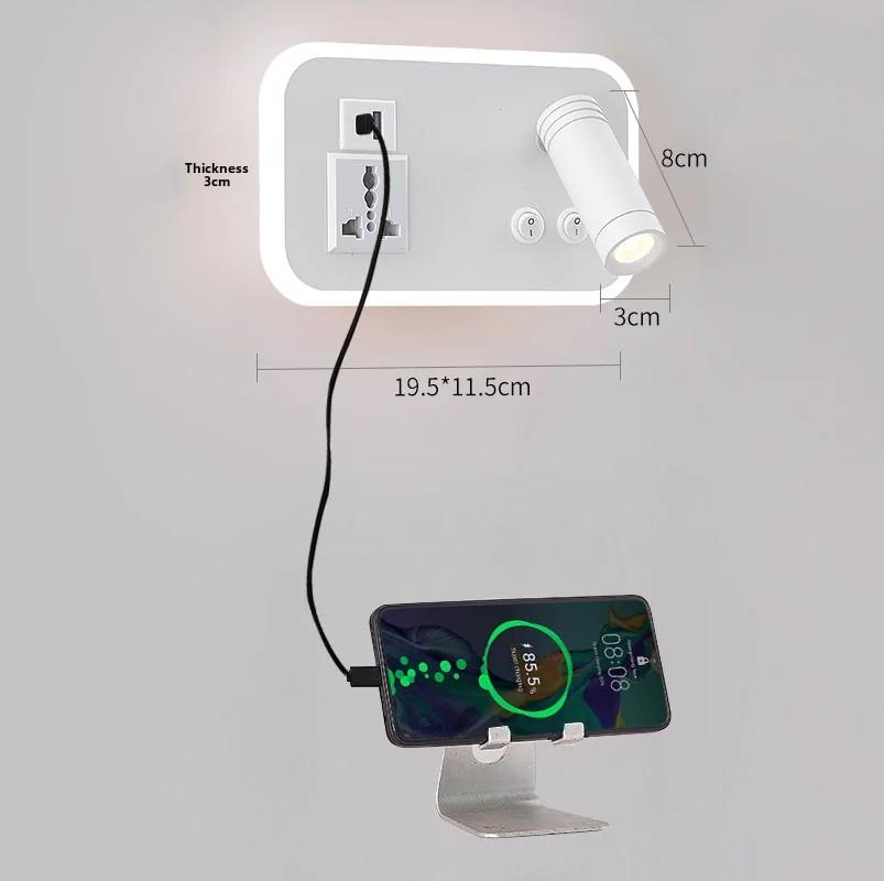 Creative LED Rotating Switch Wall Light USB Charging Port Living Room Corridor Decorative Wall Light Bedroom Study Reading Light