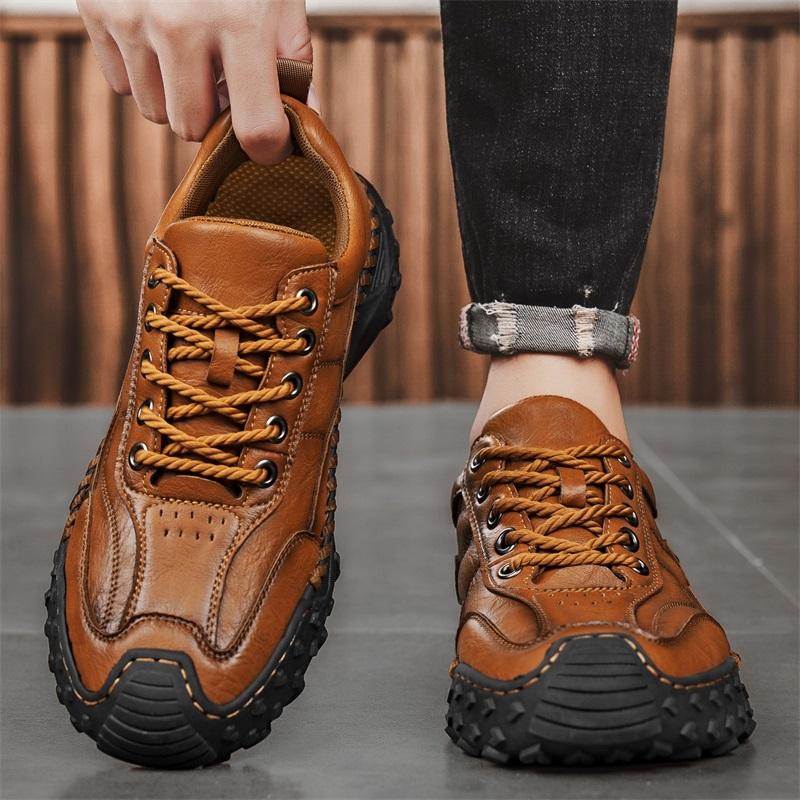 Fashion 2025 New Leather Mens Casual ShoesMen Treking Footwear  Leisure Walk Man Flats New Arrival Driving Shoes All-match Hiking Shoes