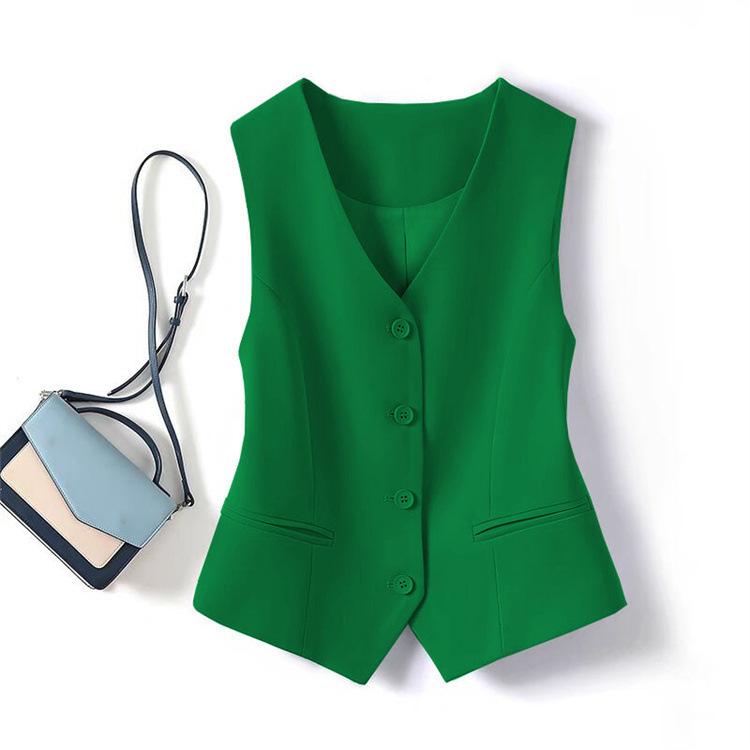 Spring Autumn Women Fashion Short Waistcoat Coat Korean Feminine Leisure Cardigan Vest Tops Outwear Ladies Solid Color Jacket