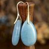 Boucles d'oreilles simples en pierre naturelle bleue en forme de goutte d'eau pour femmes - Haut de gamme, Inaltérables, Style européen et américain