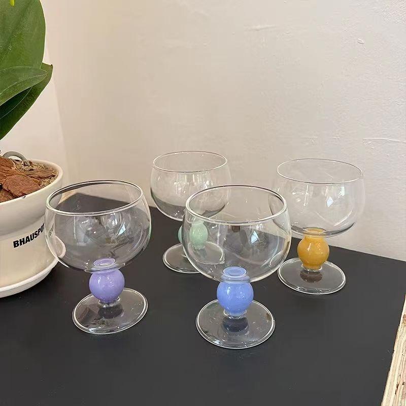 Green Ball Stemmed Decor Glass Cup Goblet Glasses Heat-resistant Cute High Borosilicate Dessert Ice Cream Bowl Festival Gift